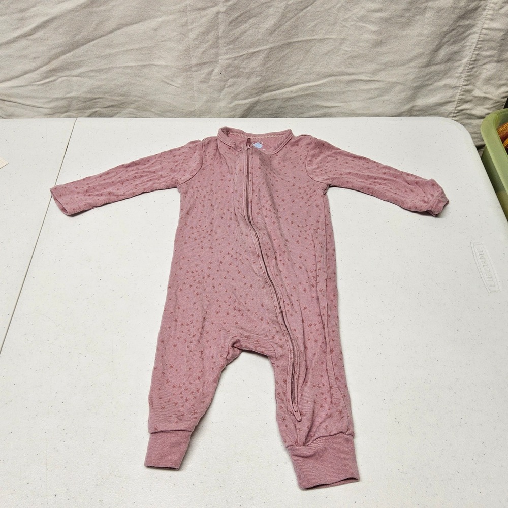 Cloud Island Sleeper Baby 3-6M Pink Starburst Modal Two-Way Zip Pajamas